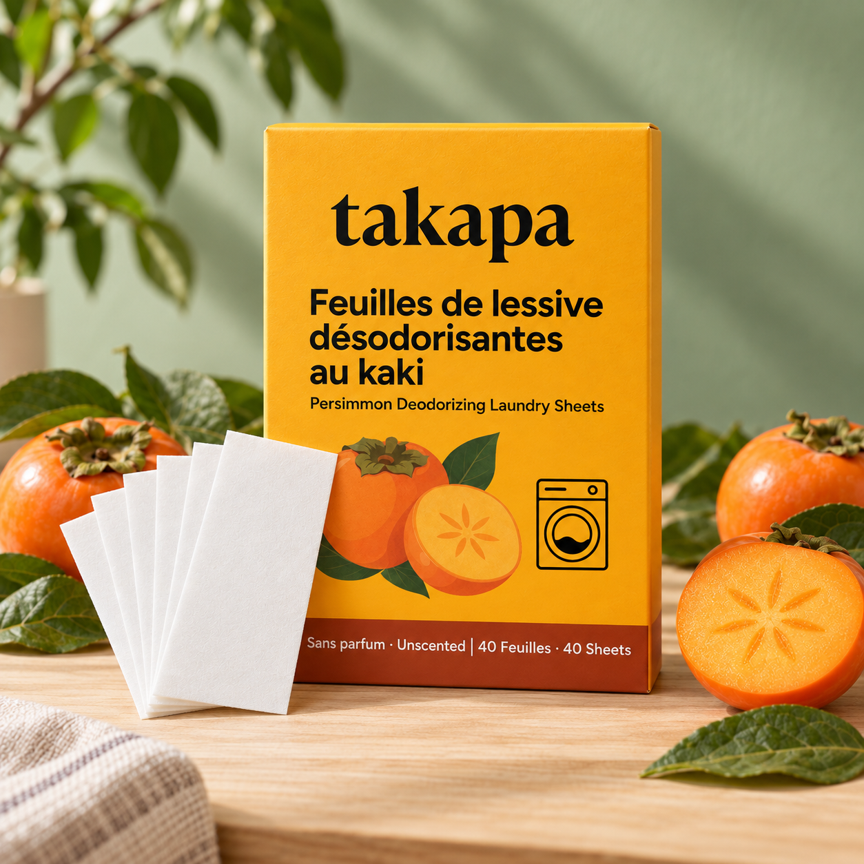 Takapa Feuilles de lessive désodorisantes au kaki